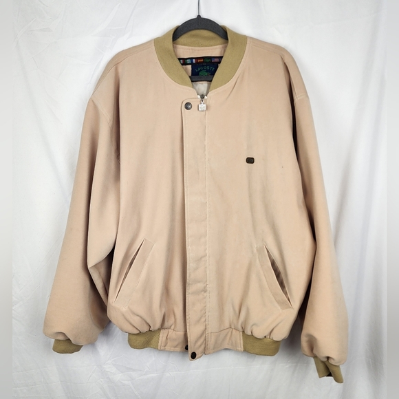 Lacoste Vintage France Made Men's Sueded Chemise Bomber Jacket Y2K Camel sz XXL